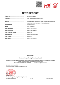 East-champ-REACH TEST REPORT